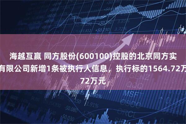 海越互赢 同方股份(600100)控股的北京同方实业有限公司新增1条被执行人信息，执行标的1564.72万元